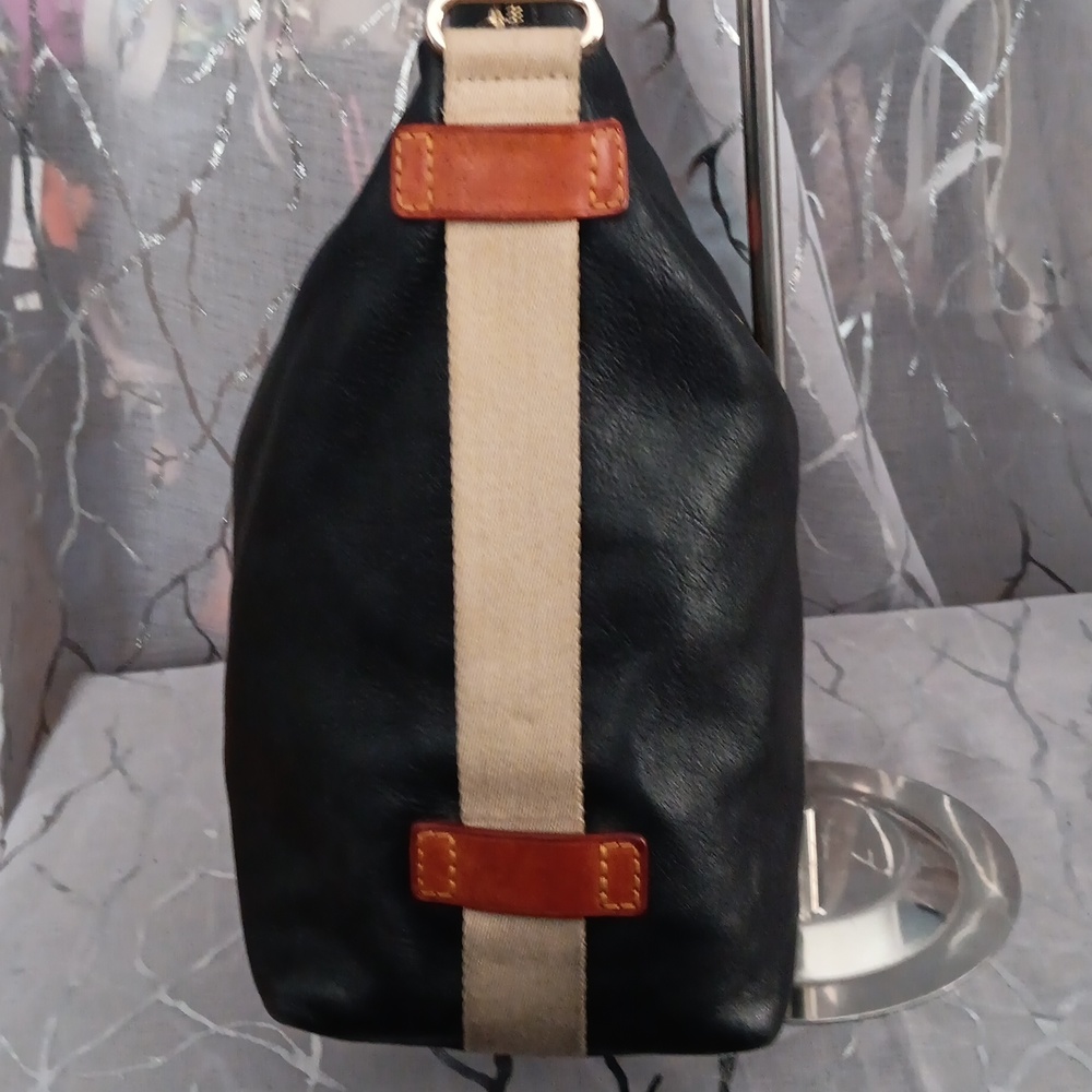Dooney & Bourke Black Leather Hobo with Brown Trim - Picture 6 of 16